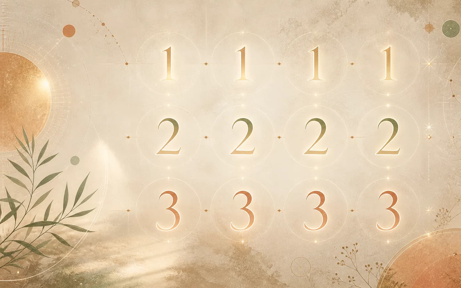 Synchronicity represented by aligned circles and repeating number marks
